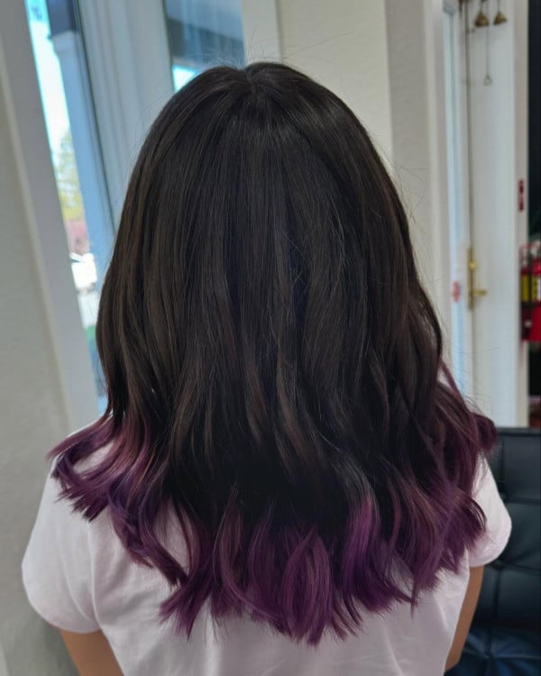 Dark Brown Hair With Purple Dip Dye — Dip Dye Hair