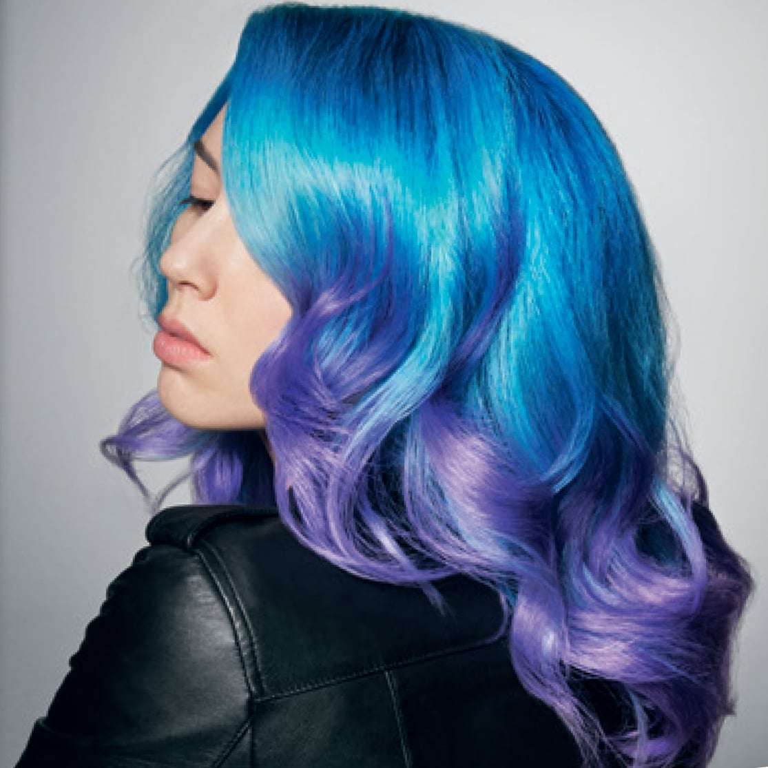Collarbone Layers Blue To Purple Dip Dye — Dip Dye Hair