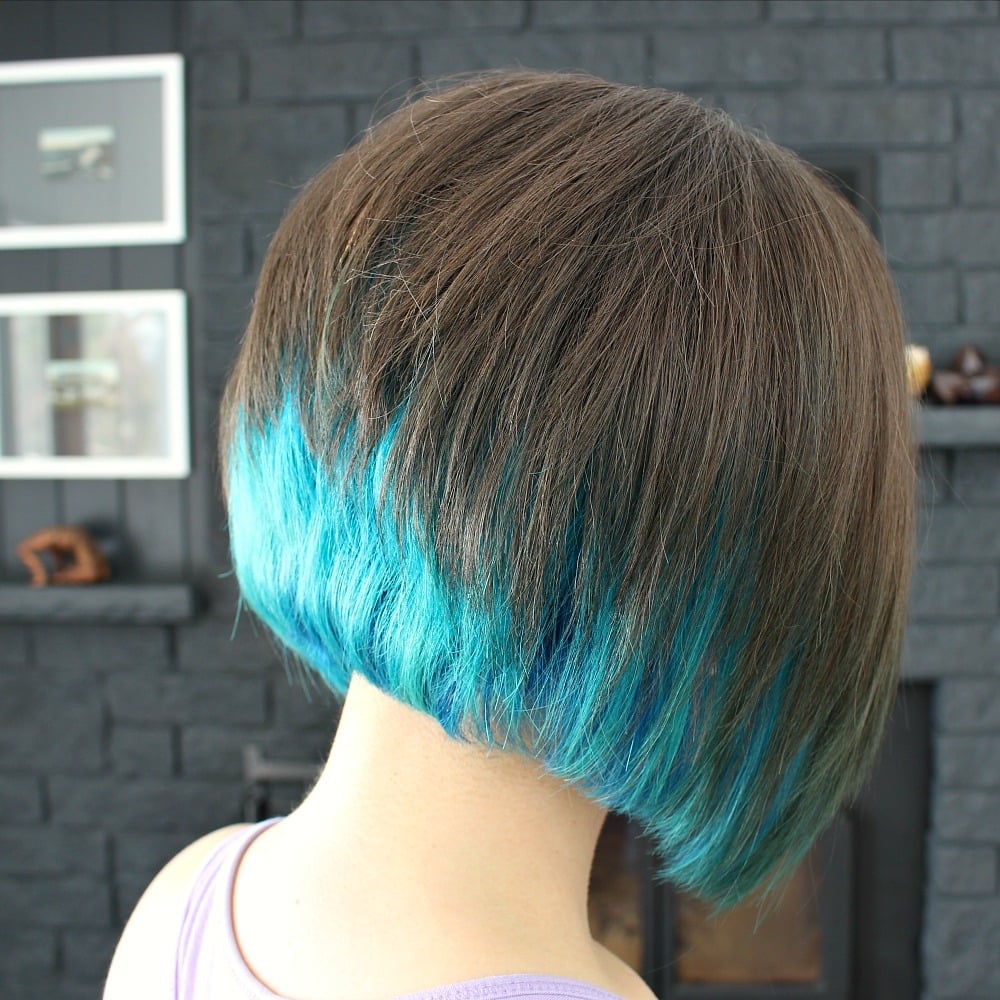 Stacked Bob With Turquoise Dip Dye — Dip Dye Hair