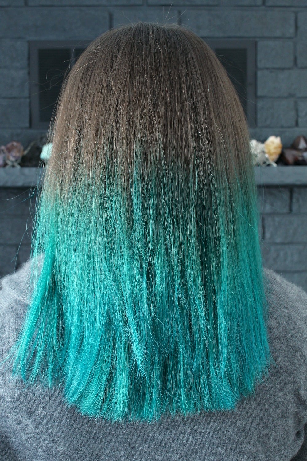 Shoulder Length Brown With Turquoise Dip Dye — Dip Dye Hair