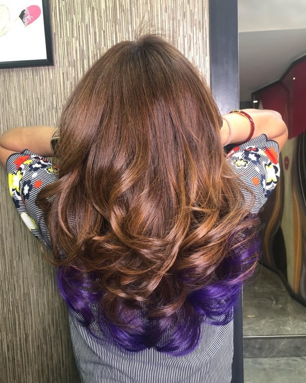 Chestnut Hair With Purple Dip Dye — Dip Dye Hair