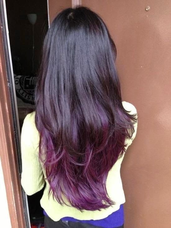 Dark Base With Vibrant Purple Dip Dye — Dip Dye Hair