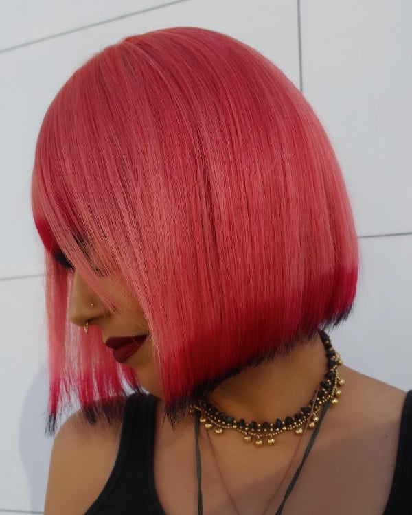 Angled Bob With Black Dip Dye — Dip Dye Hair