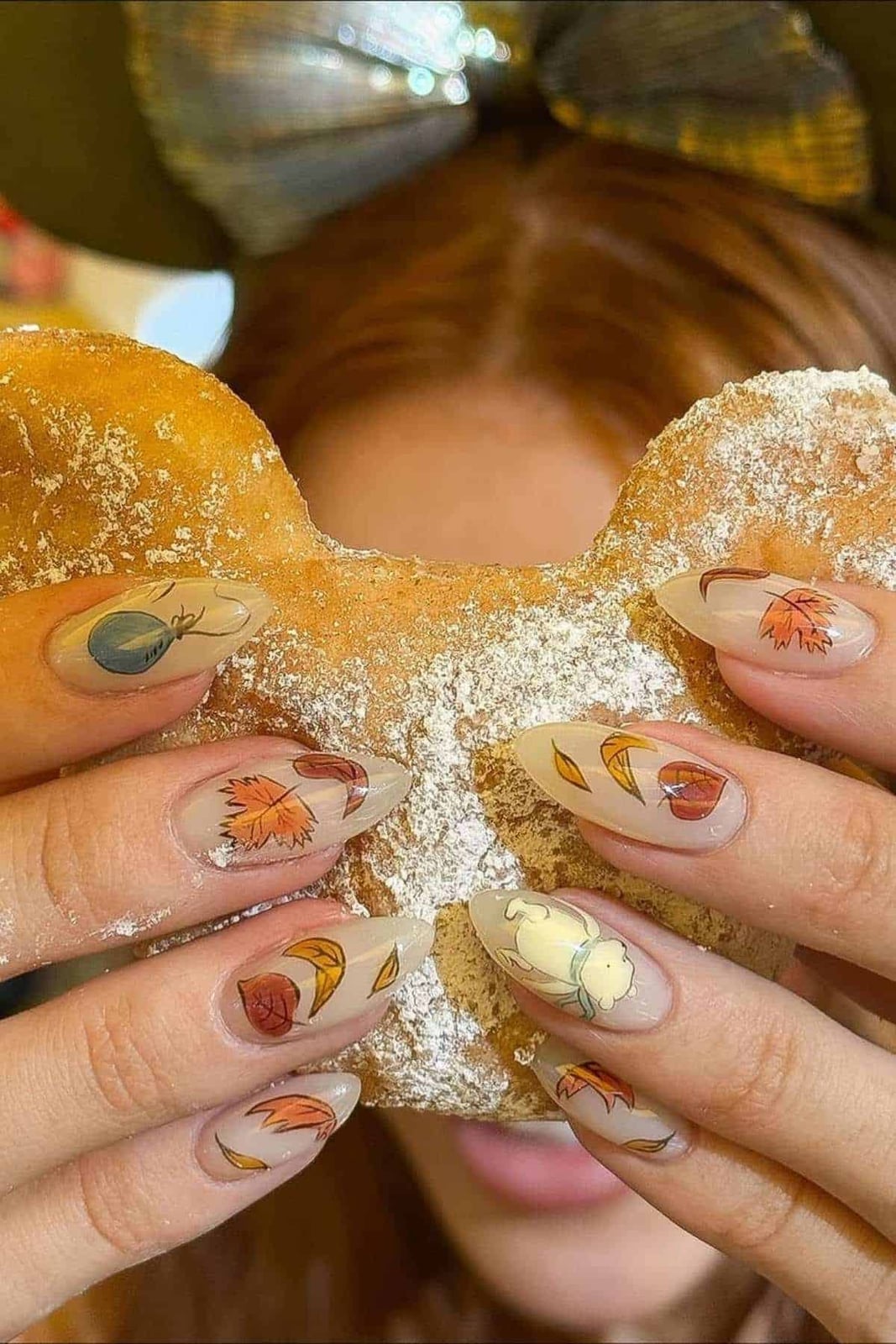 Long Almond Sheer Nude with Cartoon Art Long Almond Sheer Nude with Cartoon Art — Disney Nails