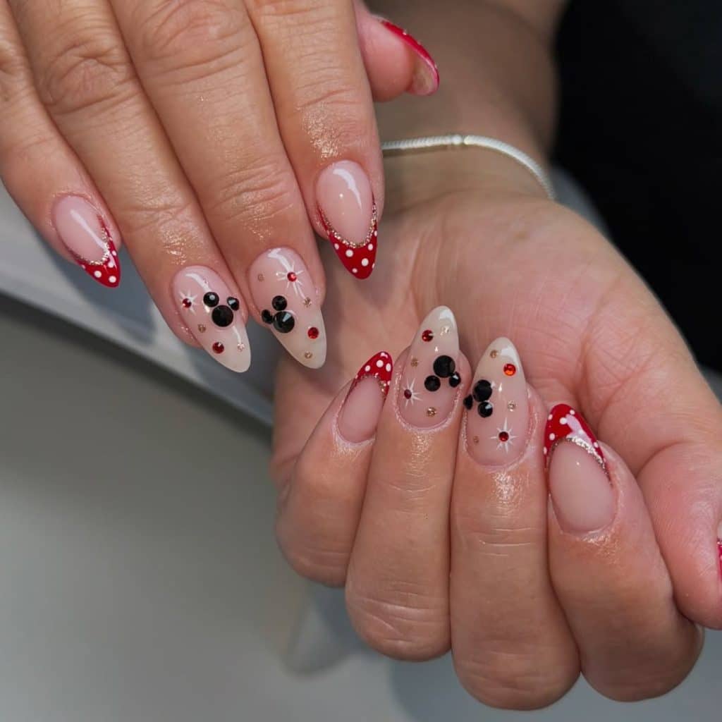 Medium Almond French with Mickey Heads Medium Almond French with Mickey Heads — Disney Nails