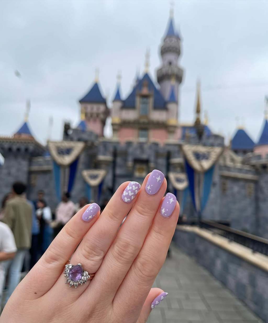 Lavender Short Oval Nails with Hearts Lavender Short Oval Nails with Hearts — Disney Nails