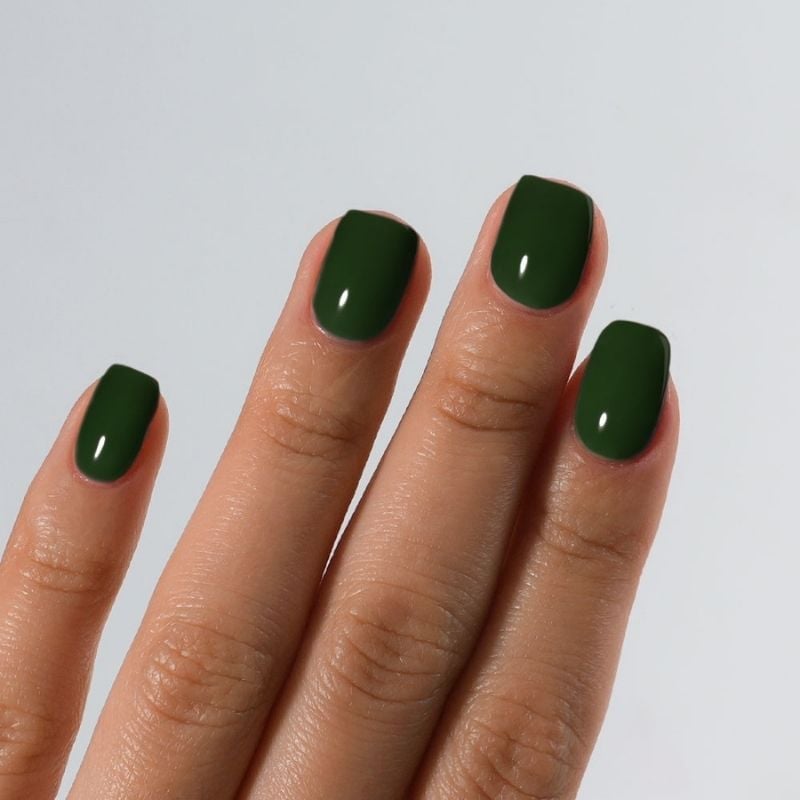 Short Square Deep Emerald Glossy — Emerald Nails