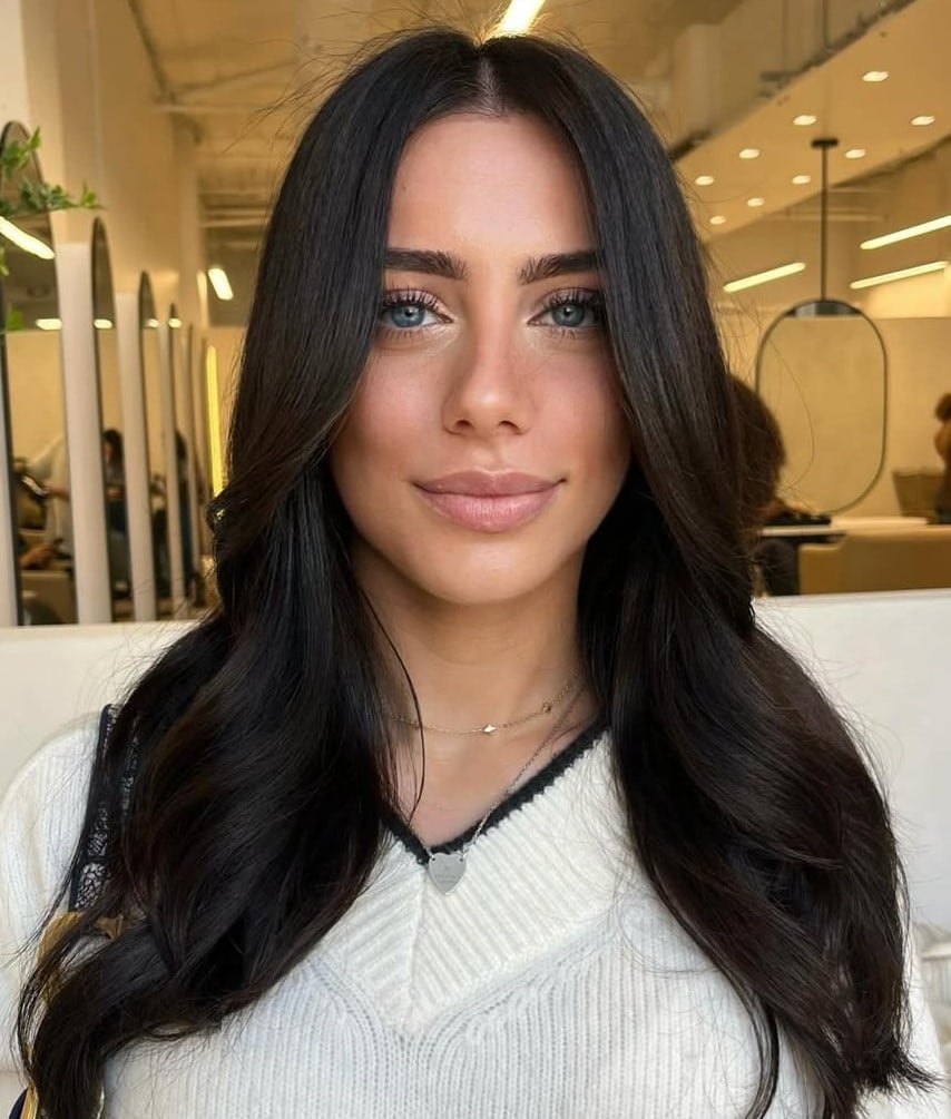 Glossy Mid-Back Espresso With Layers — Espresso Hair