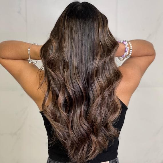 Wavy Mid-Back Espresso With Red Undertones, Long Layers — Espresso Hair