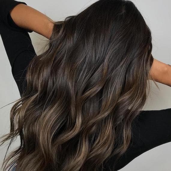 Mid-Back Espresso With Red Highlights, Wavy — Espresso Hair