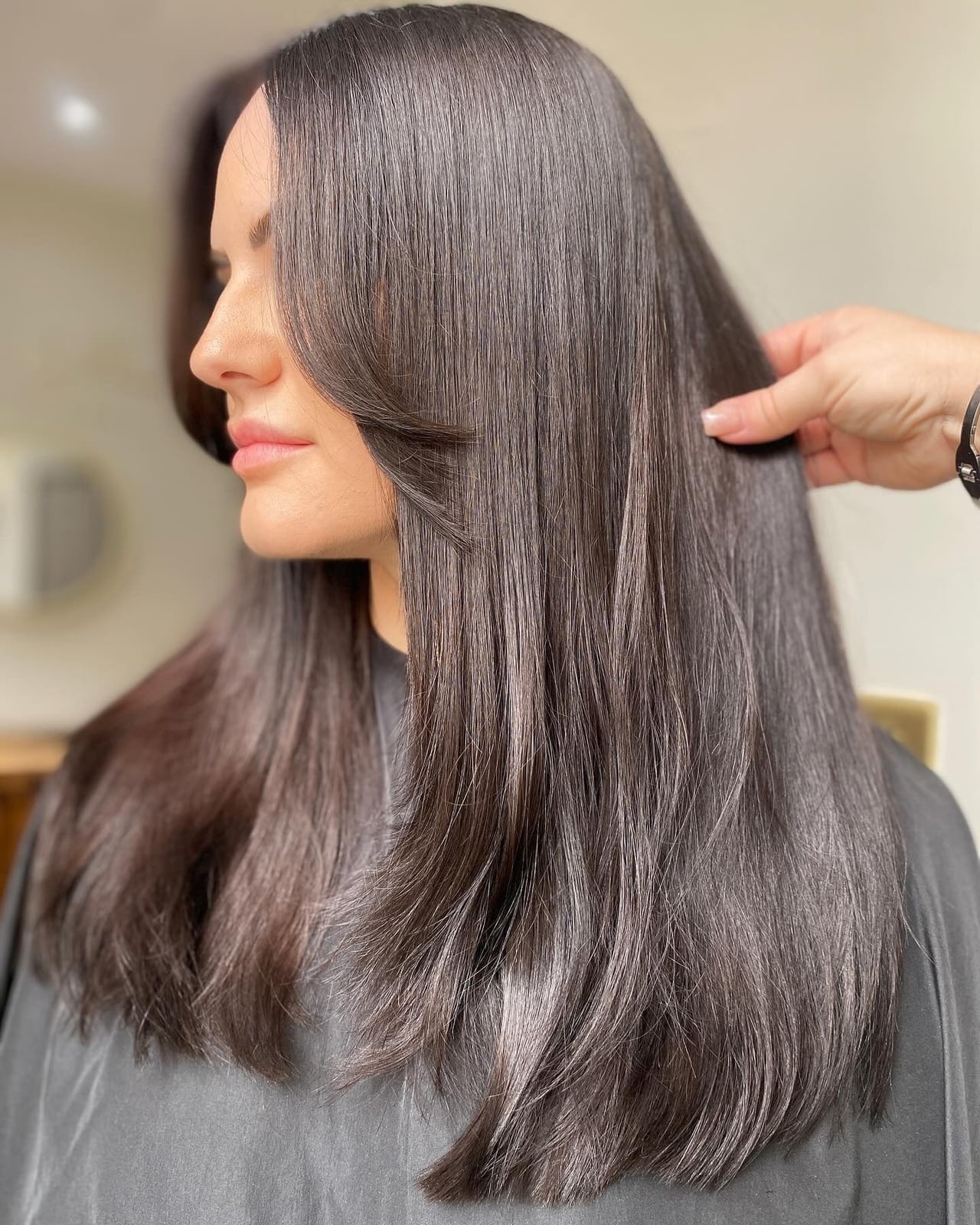 Straight Collarbone Espresso With Layers — Espresso Hair