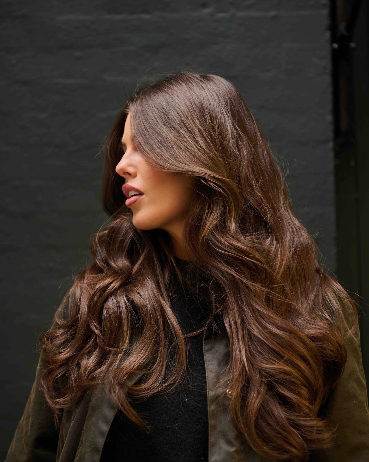 Mid-Back Chocolate Brown With Caramel Highlights Mid-Back Chocolate Brown With Caramel Highlights — Expensive Brunette