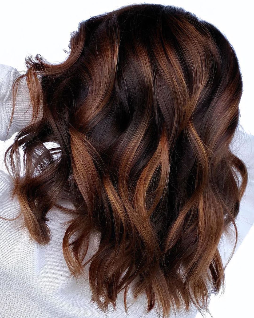 Collarbone Dark Brown With Warm Caramel Highlights Collarbone Dark Brown With Warm Caramel Highlights — Expensive Brunette