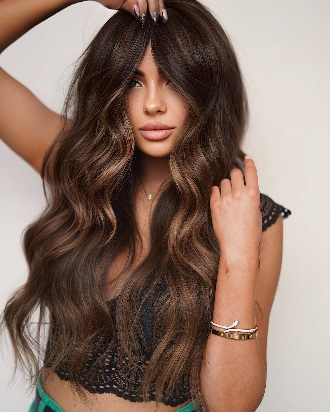 Dark Brown Base With Caramel Balayage and Face-Framing Pieces Dark Brown Base With Caramel Balayage and Face-Framing Pieces — Expensive Brunette