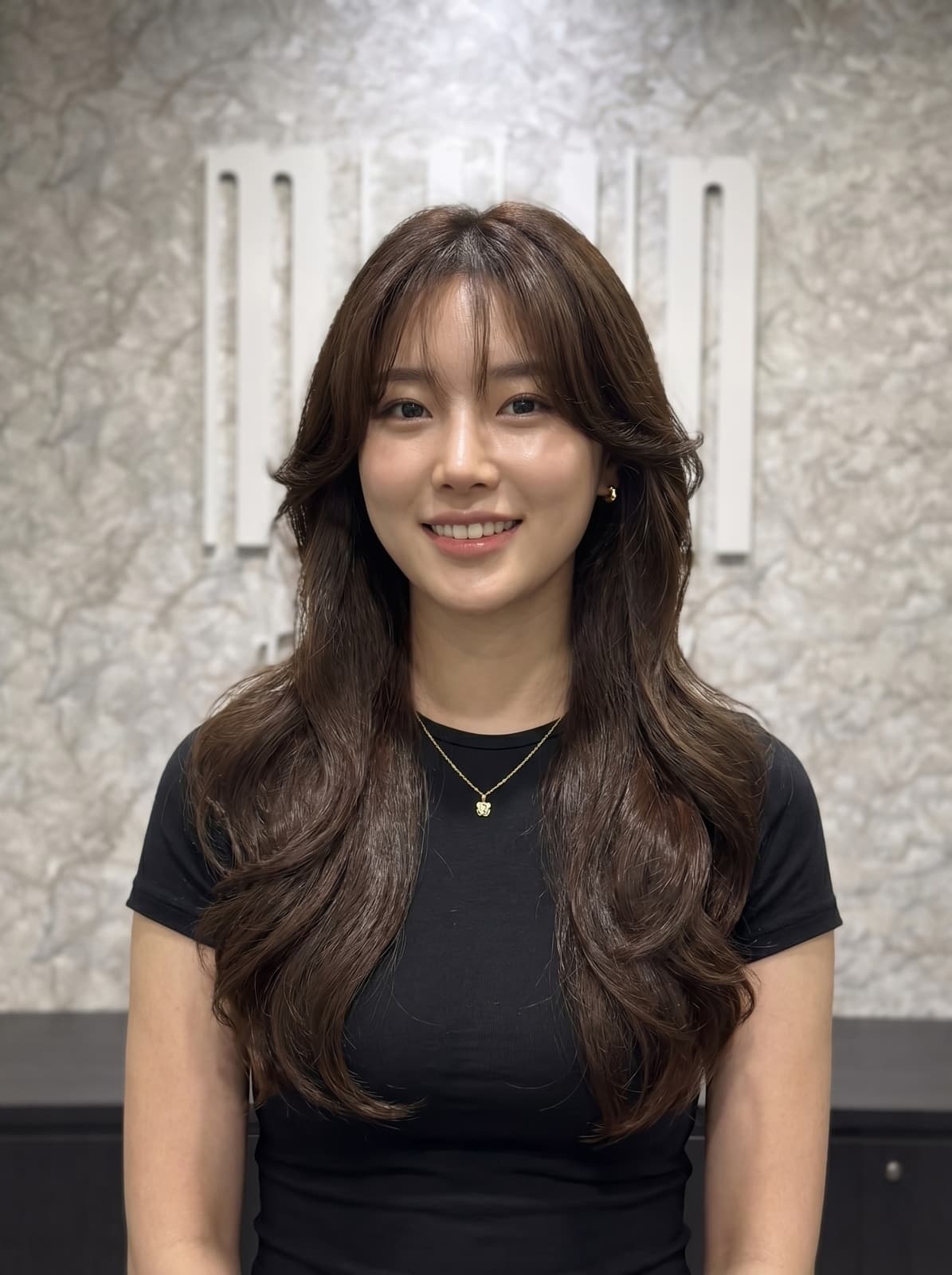 Collarbone Layered Cut With Sweeping Bangs — Face Framing Bangs