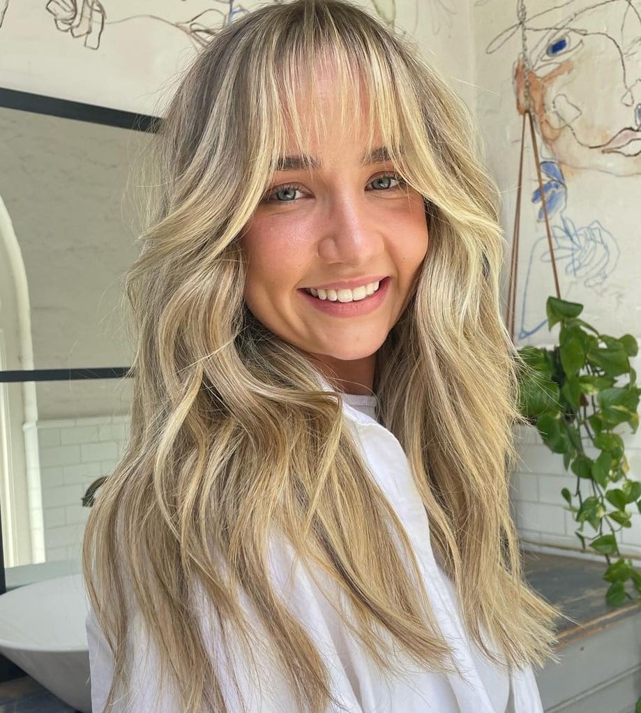Mid-Back Layers With See-Through Bangs — Face Framing Bangs