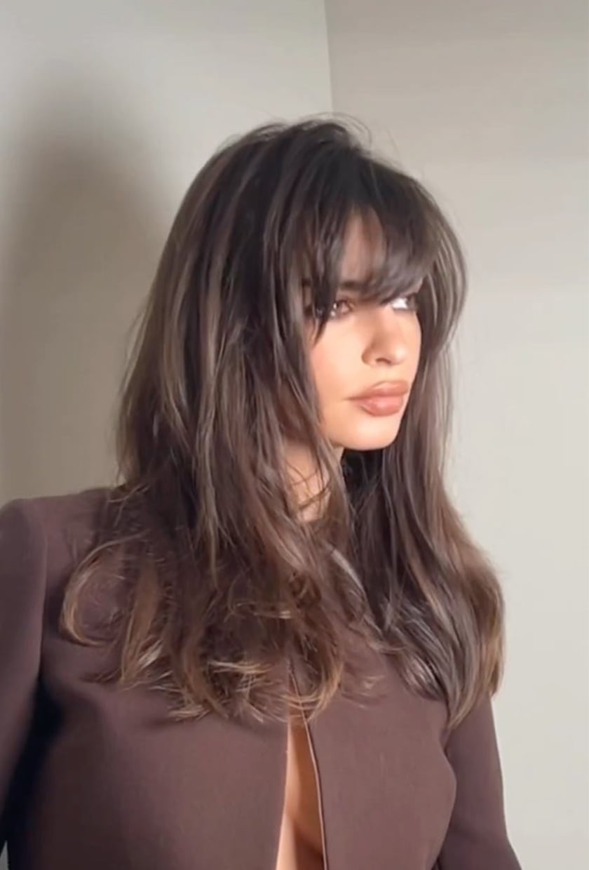 Thick Mid-Back With Wispy Bangs — Face Framing Bangs