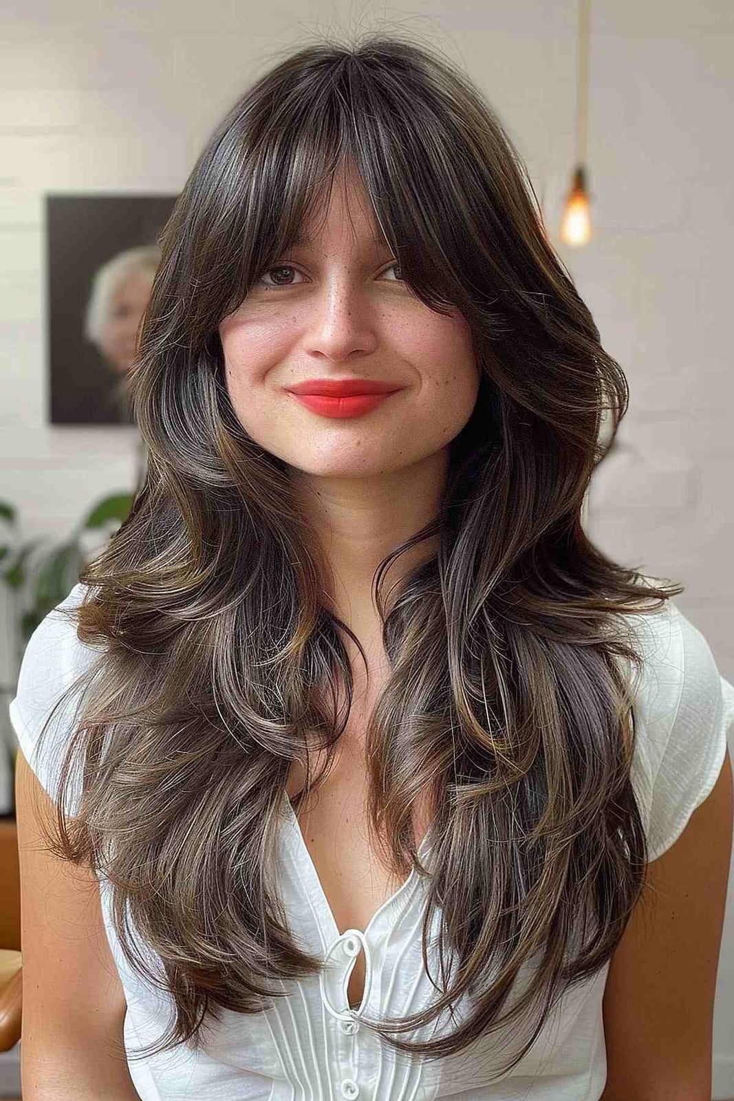Voluminous Mid-Back With Curtain Bangs — Face Framing Bangs