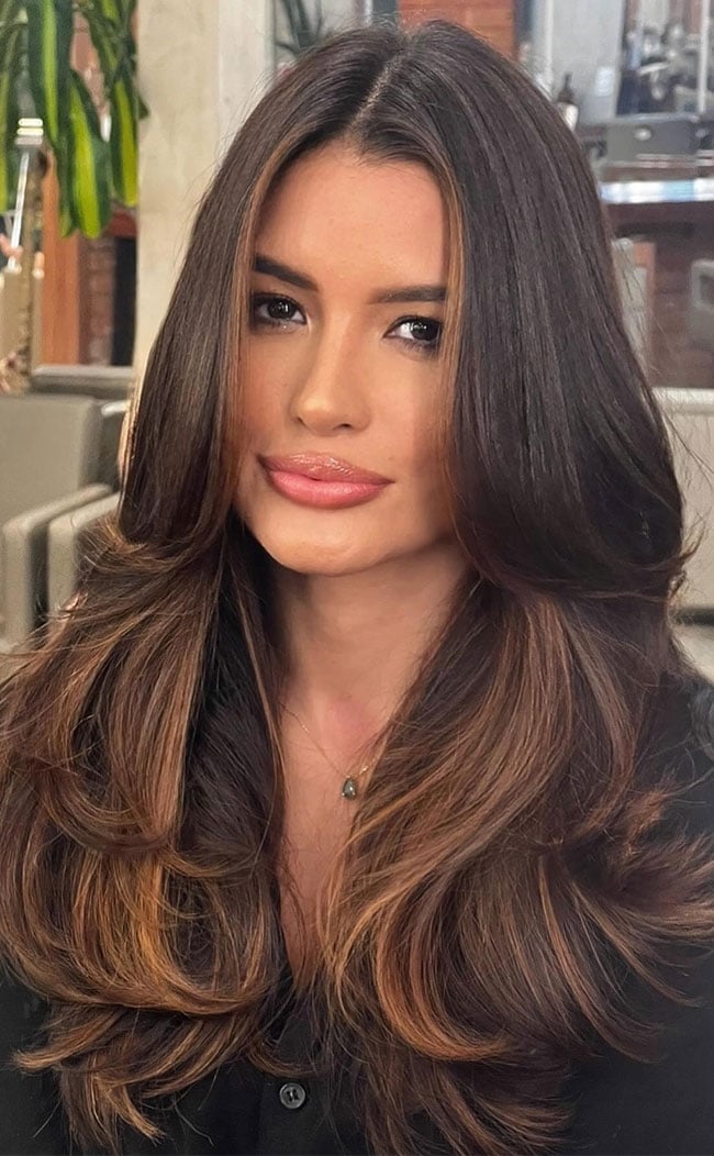 Mid-Back Espresso With Subtle Caramel Face Framing — Face Framing Highlights