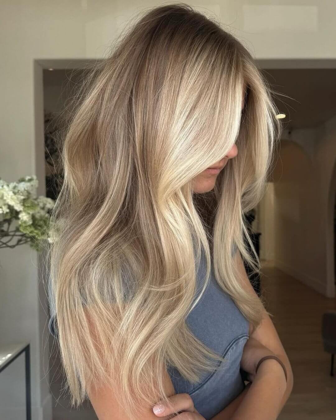 Mid-Back Blonde With Platinum And Ash Highlights — Face Framing Highlights