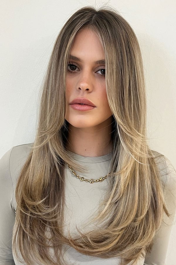 Fine Ash Blonde With Sweeping Layers Fine Ash Blonde With Sweeping Layers — Face Framing Layers