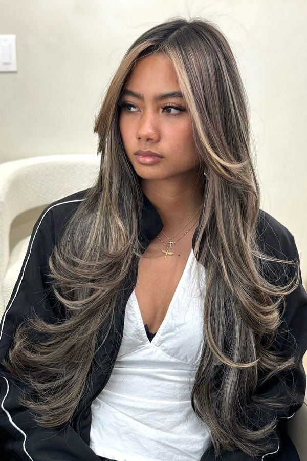 Dark Base With Ash Blonde Face Framing Dark Base With Ash Blonde Face Framing — Face Framing Layers