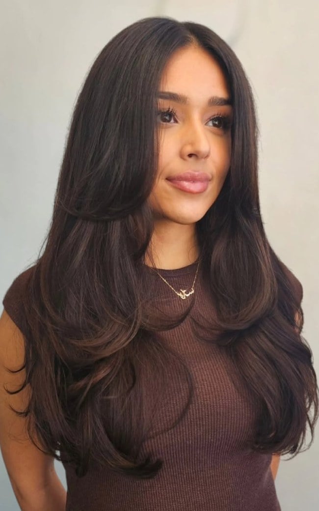 Chocolate Brown With Soft Face Framing Chocolate Brown With Soft Face Framing — Face Framing Layers