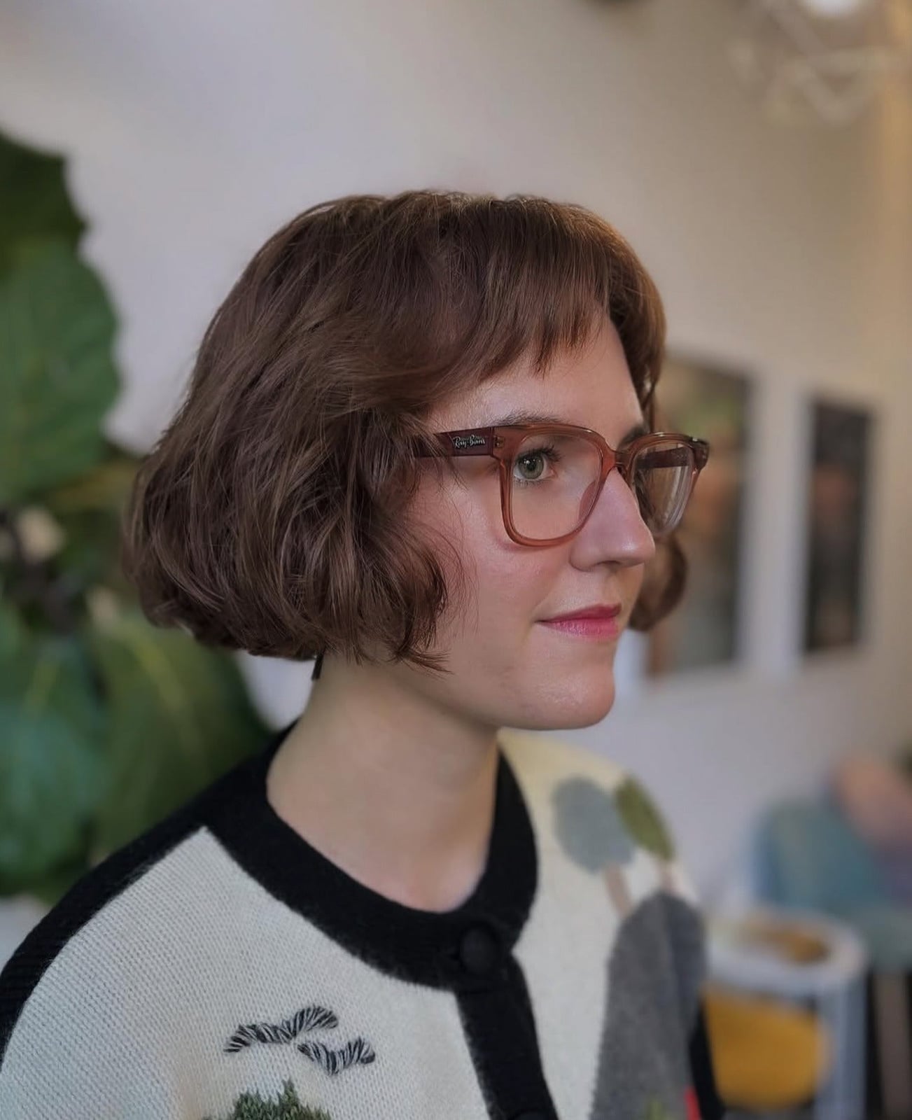 Medium Brown Bob With Micro Bangs Medium Brown Bob With Micro Bangs — French Bob