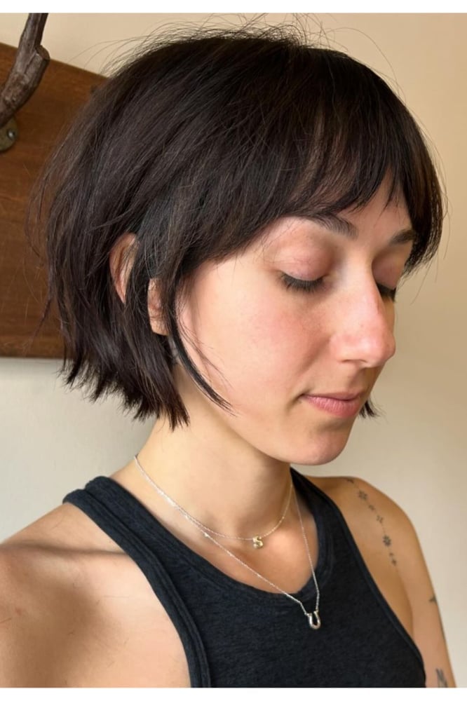 Textured Bob With Short Bangs Textured Bob With Short Bangs — French Bob