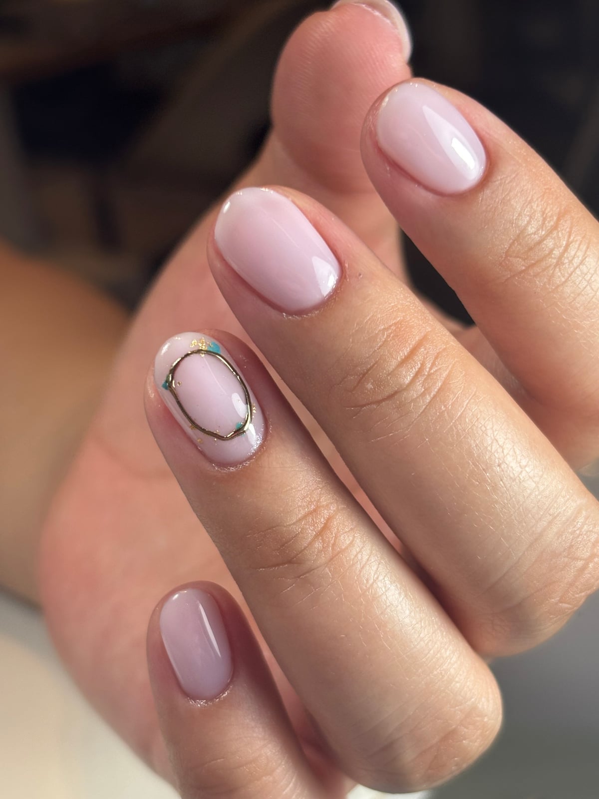 Sheer Pink Short Almond Fine Line Art Nails, Glossy Sheer Pink Short Almond Fine Line Art Nails, Glossy — Gel Nails