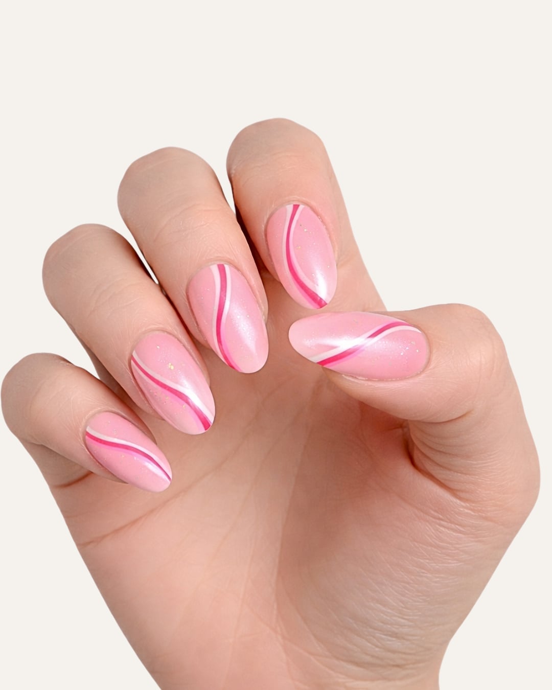 Strawberry Milk Short Oval Gel Nails Strawberry Milk Short Oval Gel Nails