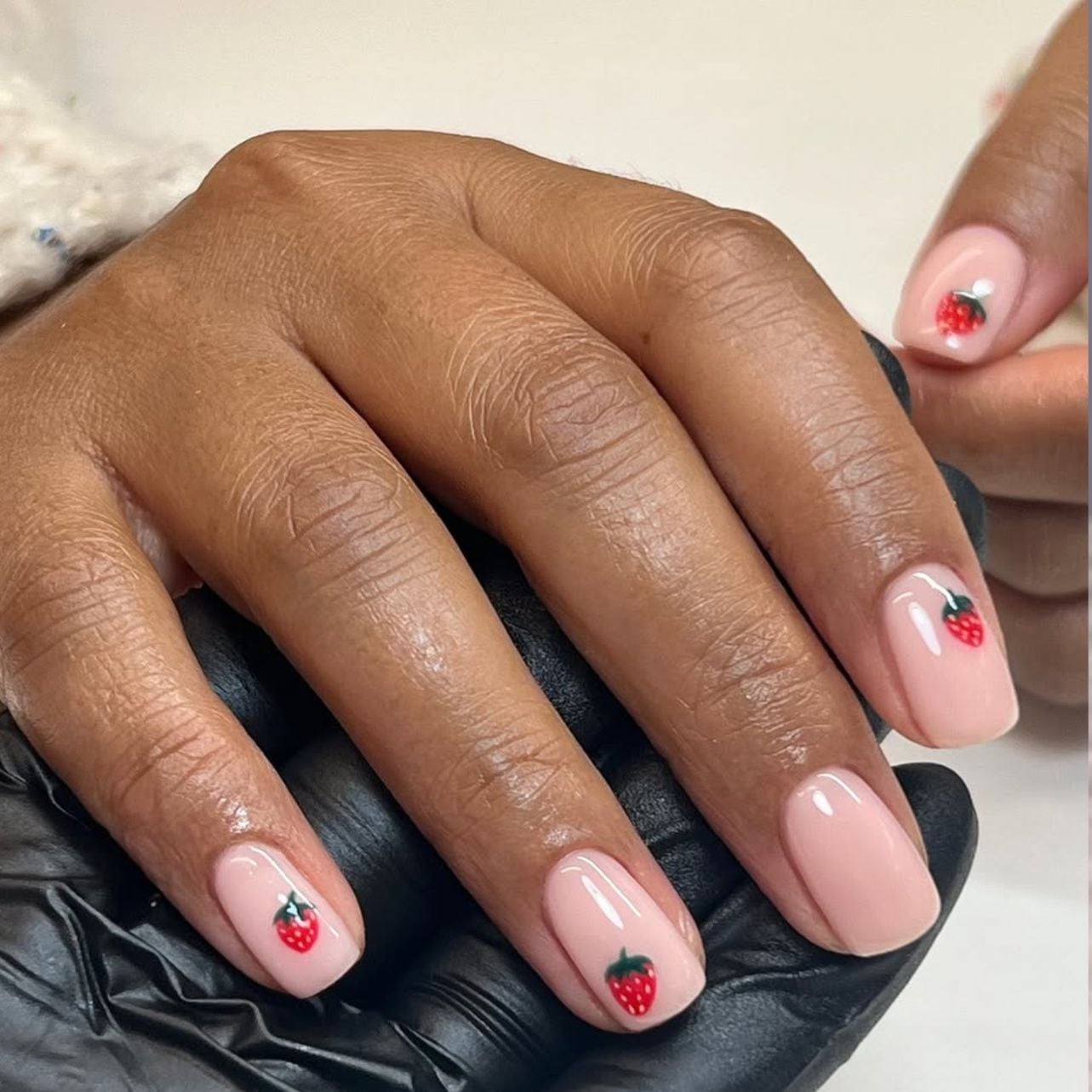Sheer Pink Short Square Strawberry Nails Sheer Pink Short Square Strawberry Nails — Gel Nails
