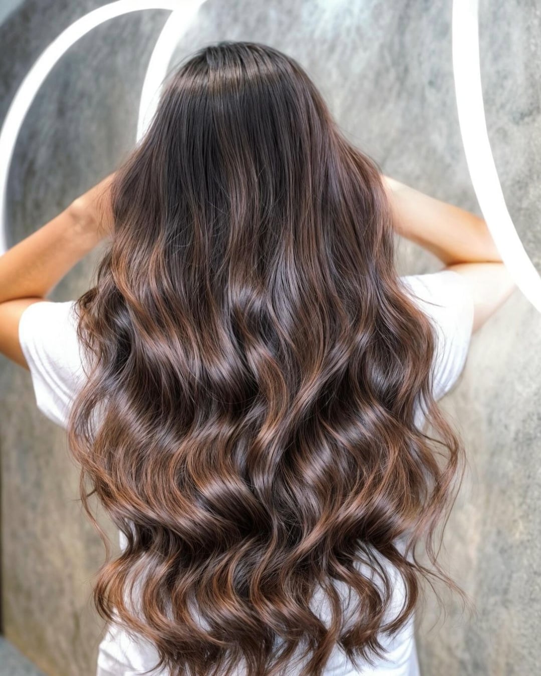 Dark Brown With Lighter Highlights Glossy Shine Dark Brown With Lighter Highlights Glossy Shine — Glossy Brunette