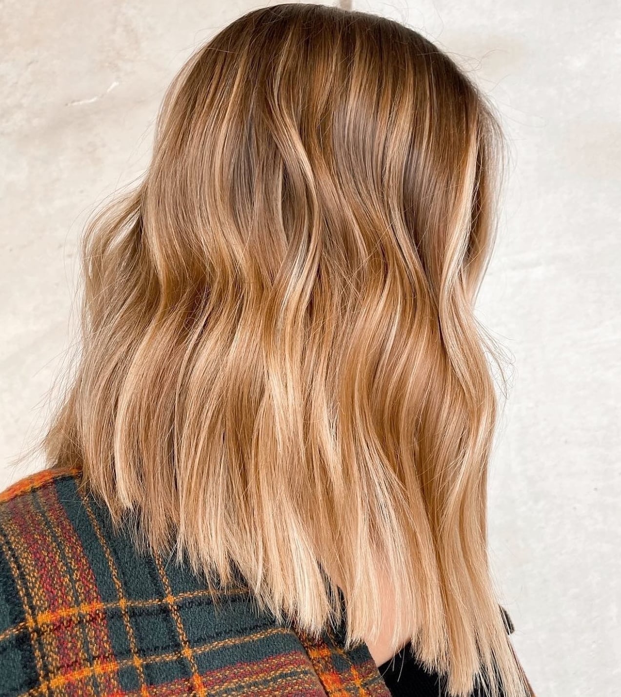 Mid-Back Golden Blonde Balayage With Layers