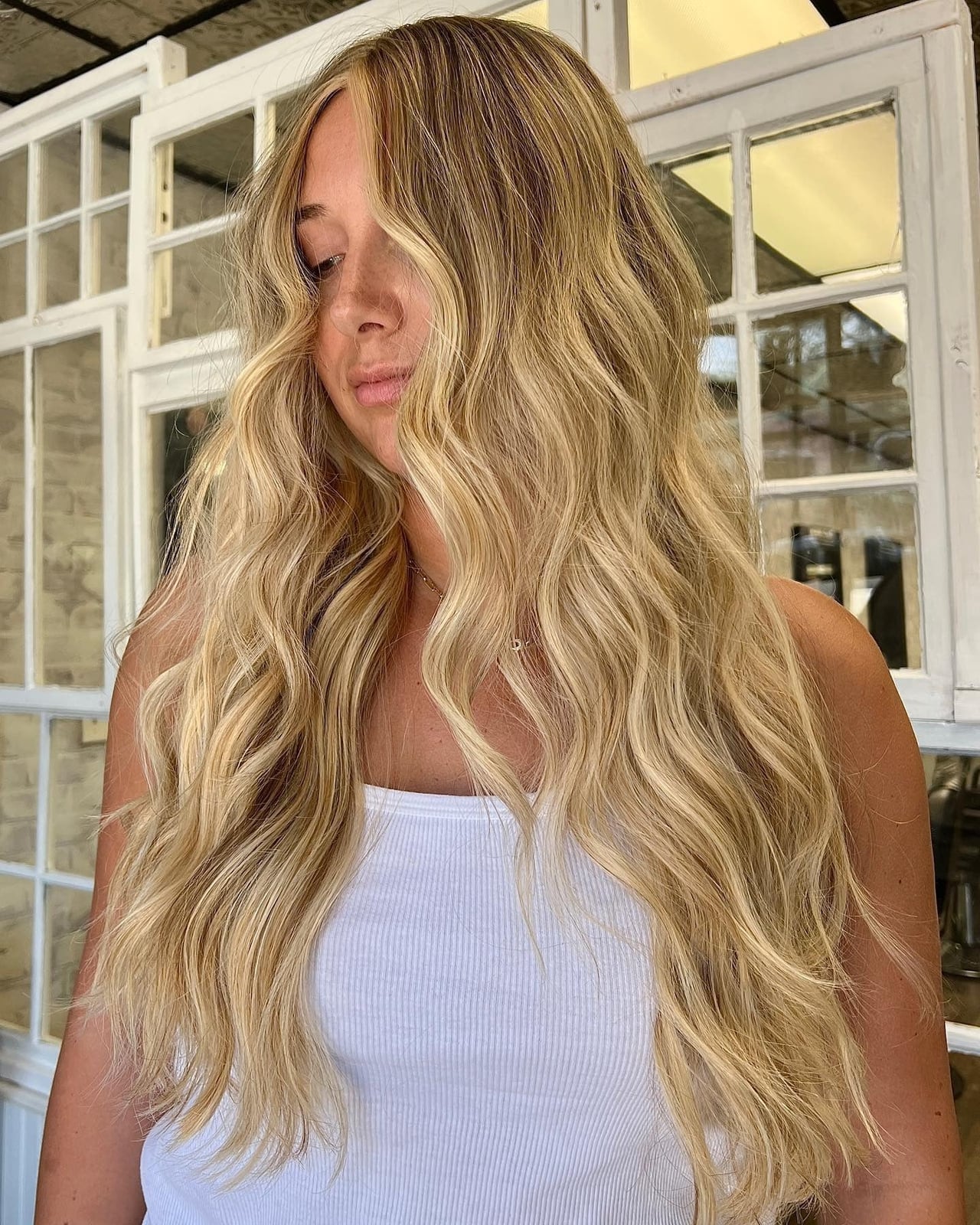 Mid-Back Golden Blonde With Dimensional Highlights