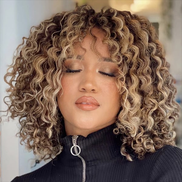 Shoulder Length Honey Blonde Curls — Golden Blonde