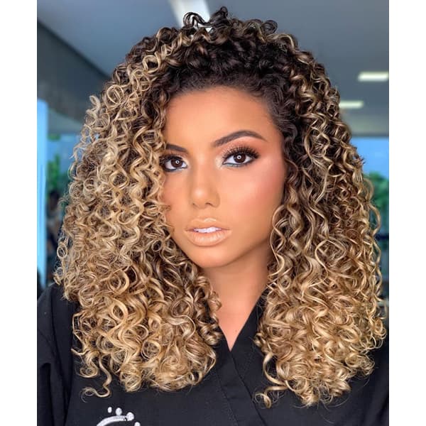 Shoulder Golden Blonde Natural Curls