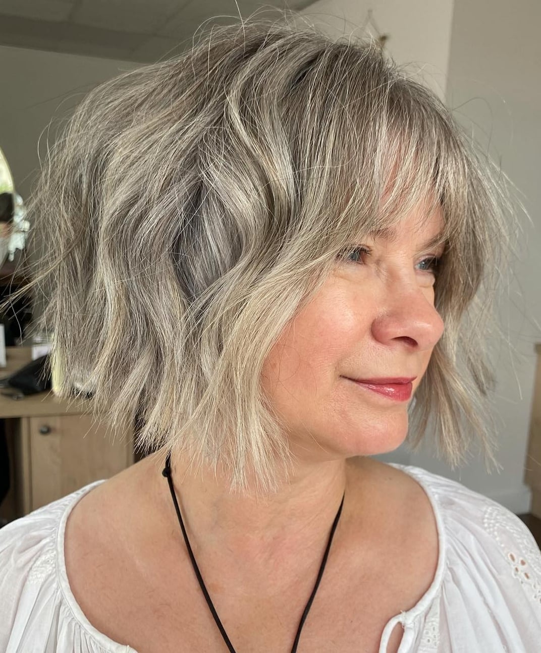 Ash Gray Bob With Purple Tips Ash Gray Bob With Purple Tips