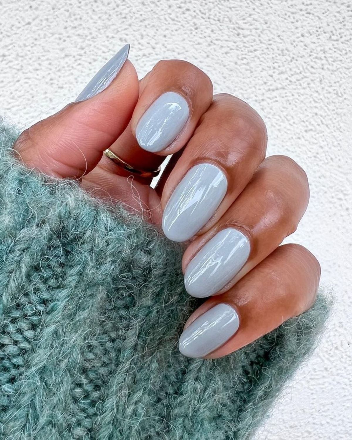 Smooth Medium Gray Short Oval Nails — Gray Nails