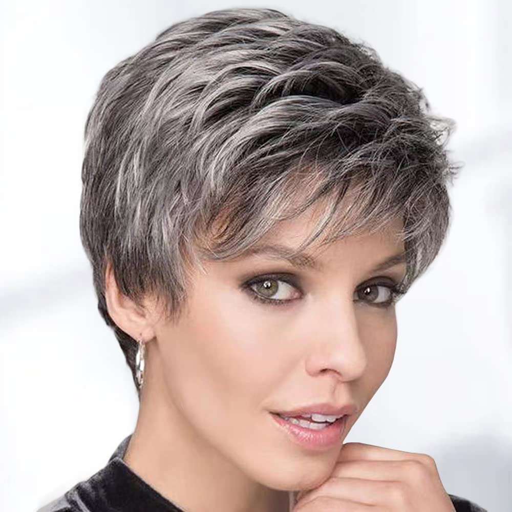Gray Pixie With Lighter Highlights Gray Pixie With Lighter Highlights