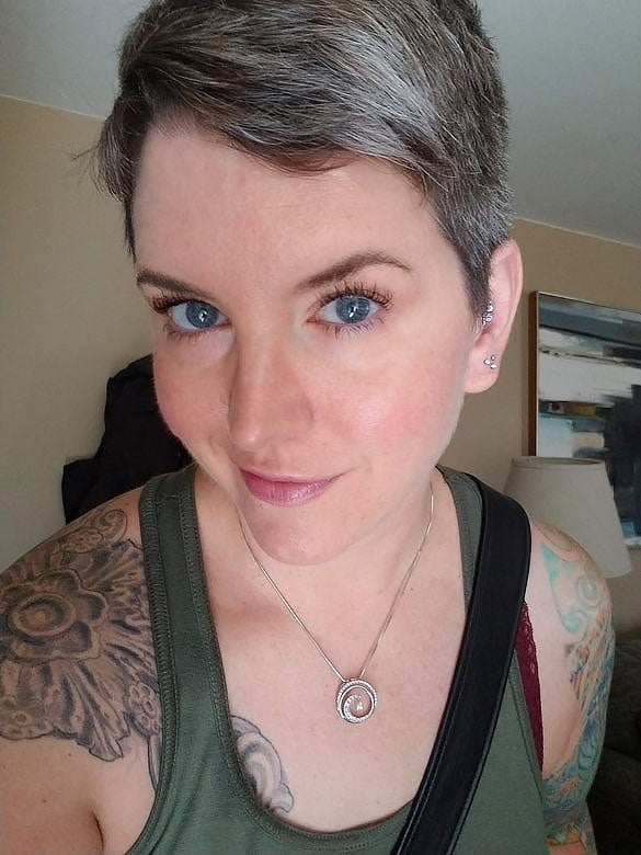 Salt and Pepper Pixie With Textured Bangs Salt and Pepper Pixie With Textured Bangs — Gray Pixie