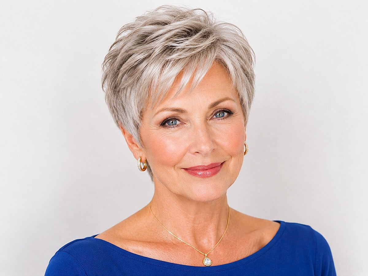 Softly Textured Gray Pixie Softly Textured Gray Pixie
