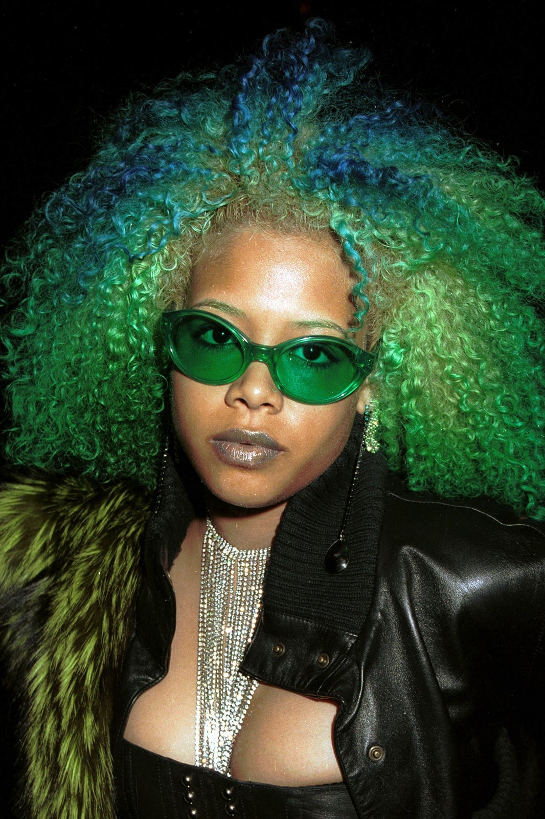 Mid-Back Afro Green and Blue — Green Hair