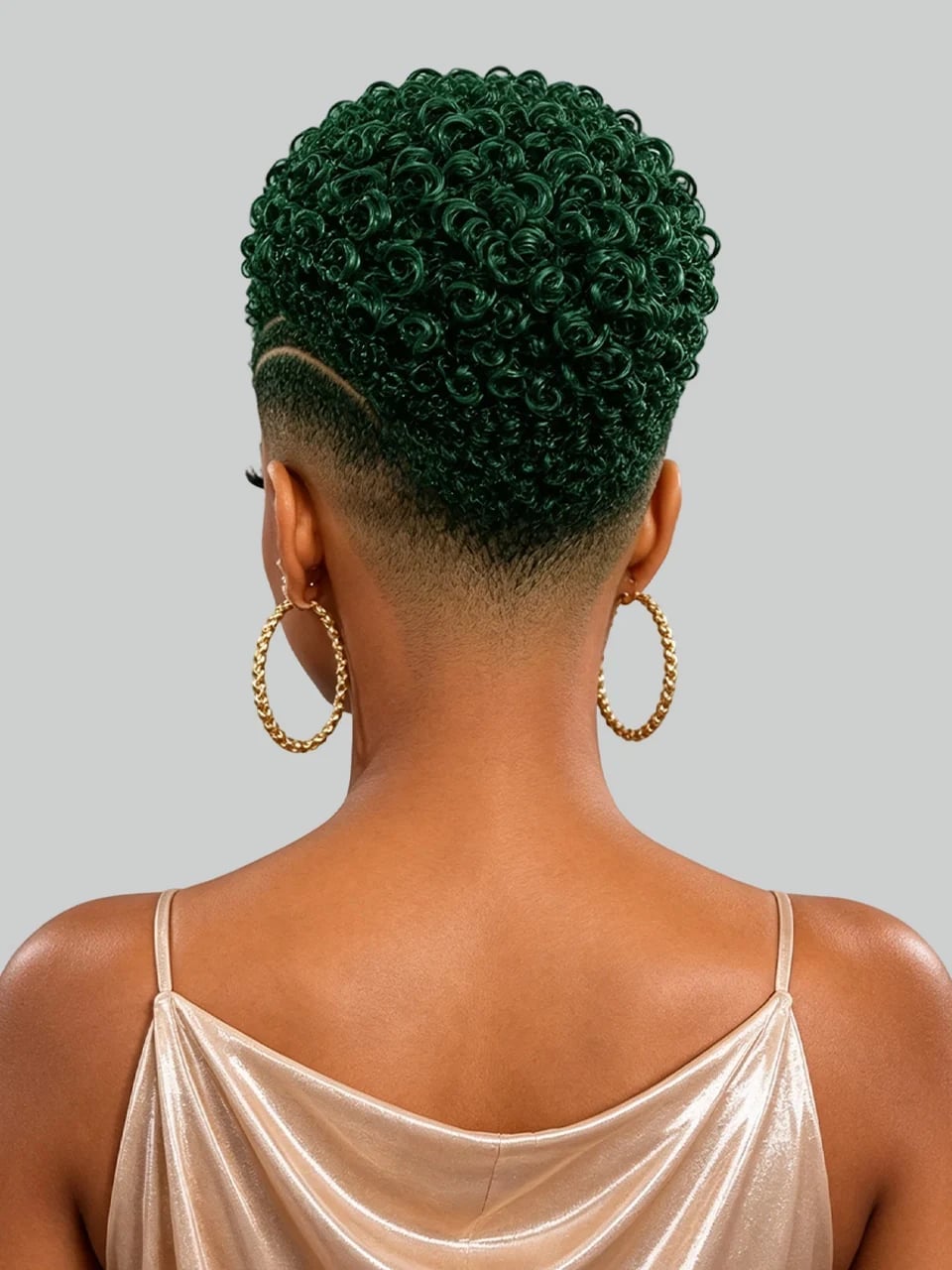 Pixie Afro With Tight Curls — Green Hair