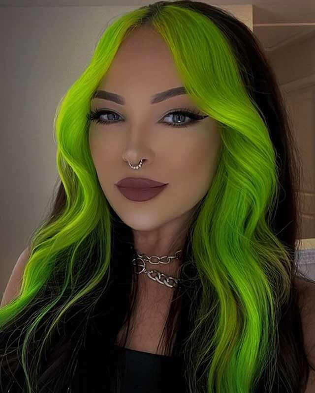 Shoulder Length Emerald Green Curls — Green Hair