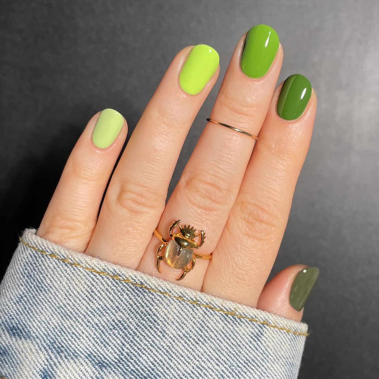 Short Square Green Shade Gradient Nails Short Square Green Shade Gradient Nails — Green Nails