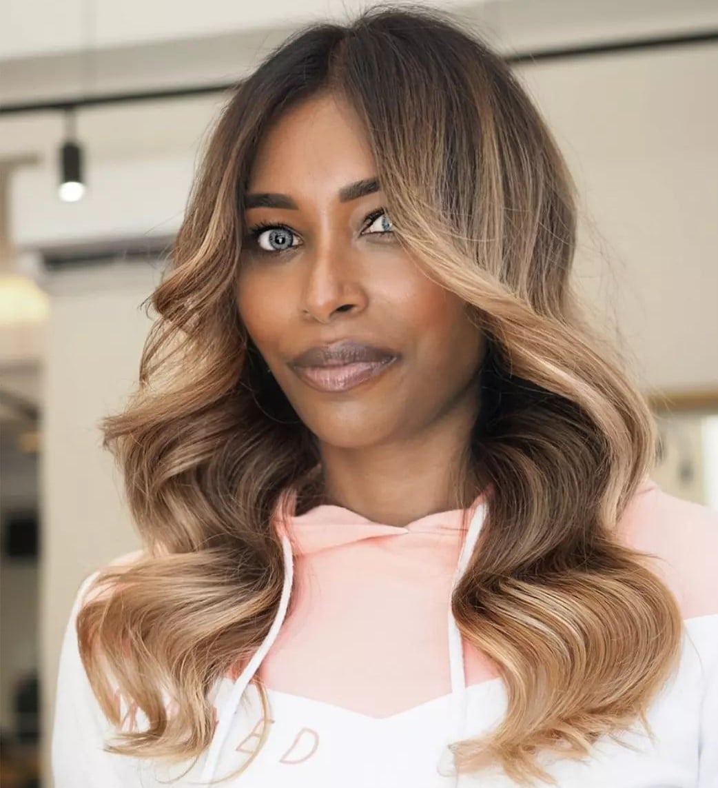 Collarbone Lob With Dark Brown Balayage — Hair Color for Black Women