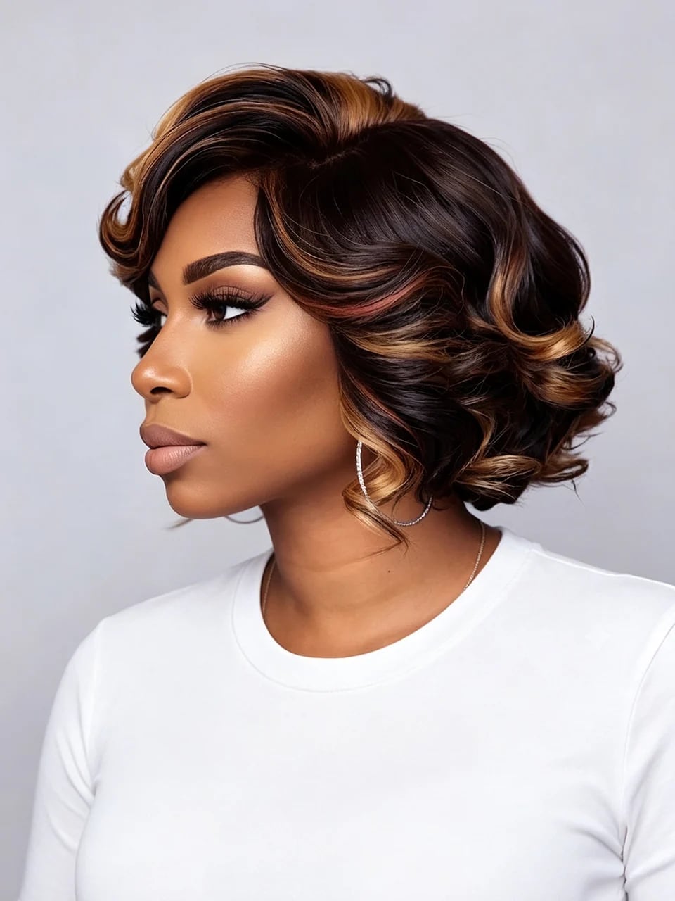 Collarbone Dark Brown Bob With Blonde Highlights — Hair Color for Black Women