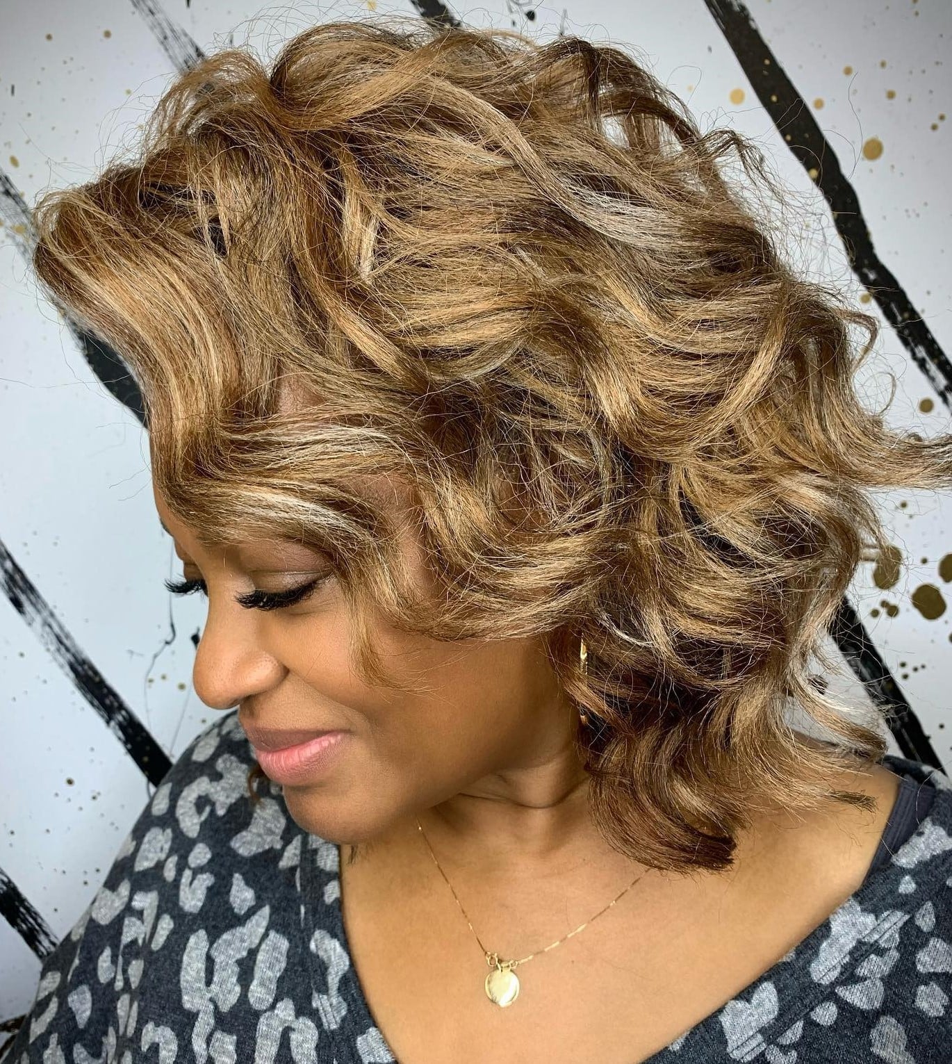 Shoulder Layers With Blonde Highlights — Hair Color for Black Women