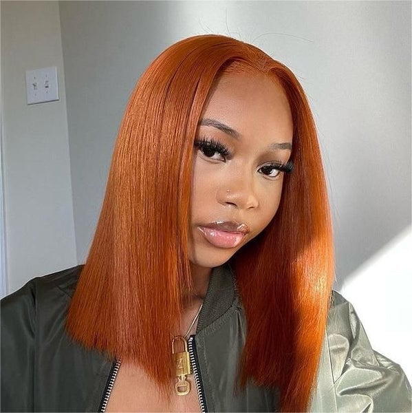 Collarbone Blunt Bob In Vibrant Copper Orange — Hair Color for Black Women